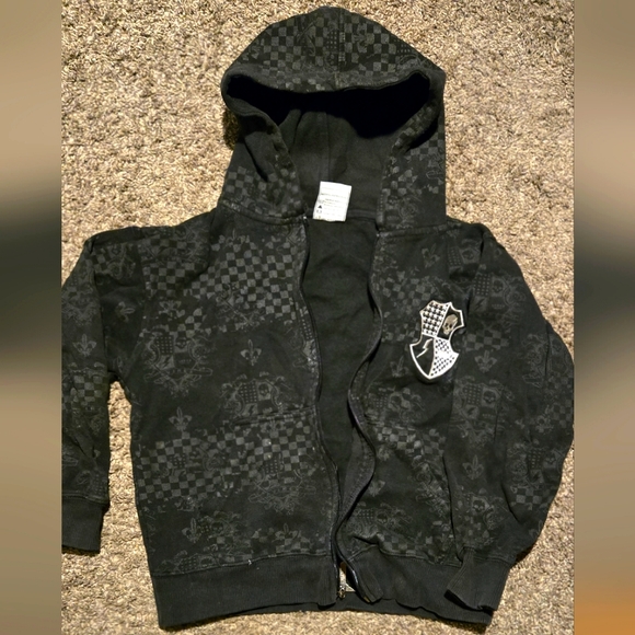 Avirex Other - Avirex black & gray unisex skull checkered skate hoodie szS